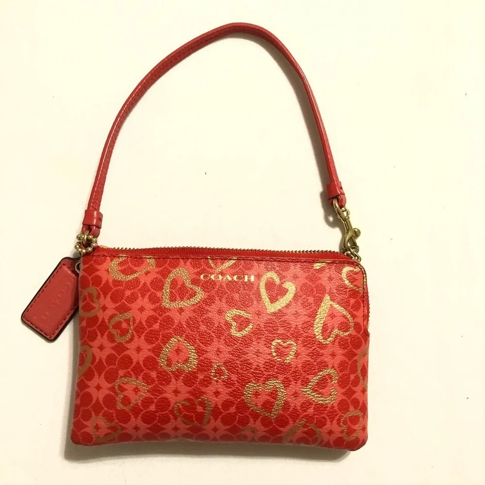 Coach heart wristlet